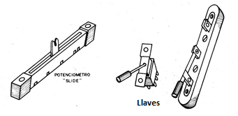 Figura 6 - Los potenciómetros deslizantes (corredizos) y las llaves
