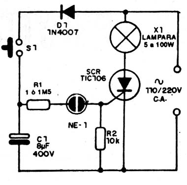 Circuito del timer para lámparas
