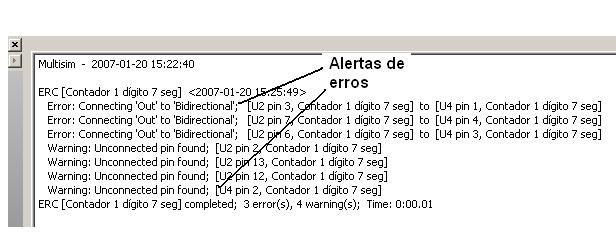 Figura 17 - Informe de fallos para el circuito de la figura 16.
