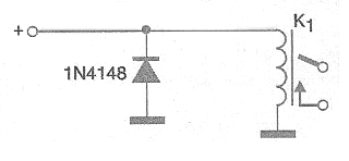 Figura 2 -Circuito de protección típico con un diodo conectado en paralelo con la bobina.
