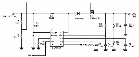 Figura 2 - Configuración de mayor rendimiento utilizando un PFET en lugar de un LDO.
