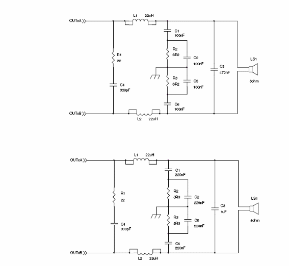 Figura 2 - Filtros de salida para los altavoces.
