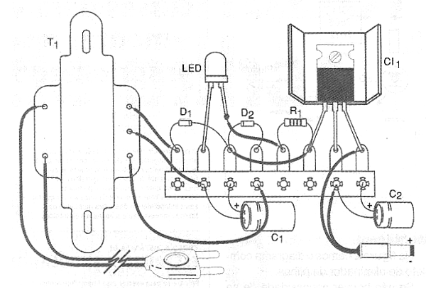 Figura 3 - Montaje del eliminador usando un puente de terminales como chasis.
