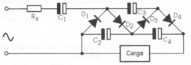 Figura 7 - Cuadruplicador de tensión de media onda.
