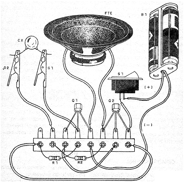 Figura 2 - Montaje del circuito en un puente de terminales.
