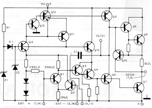 Figura 1 - Circuito interno equivalente al LM381
