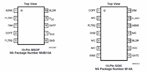 Figura 2 - Pinos del LM3445.
