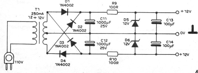 Figura 4 - Fuente simétrica para el circuito
