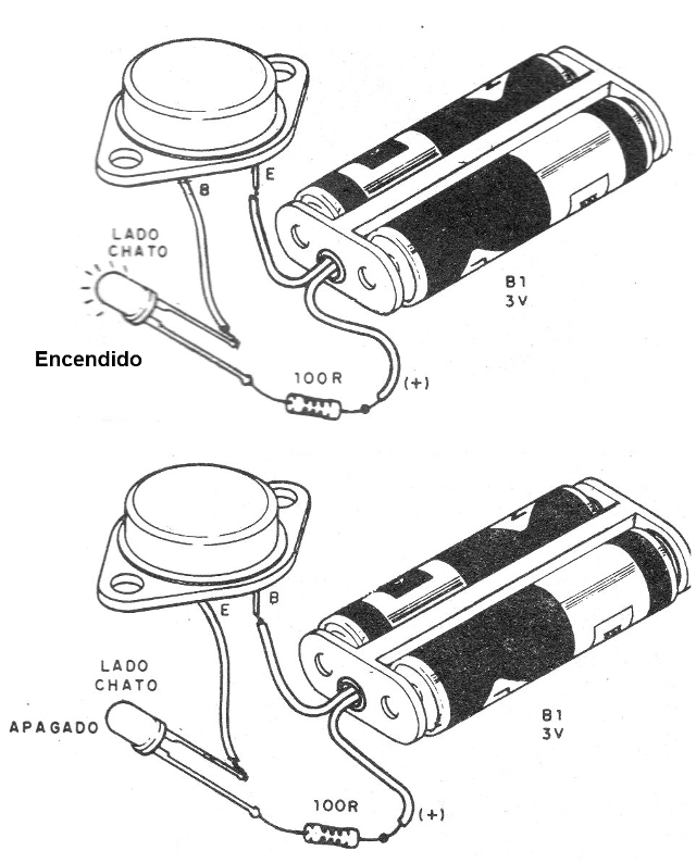 Figura 2 - Encontrar una buena unión de un transistor quemado
