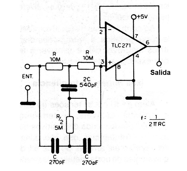 Figura 5 - Filtro de rechazo con TL071
