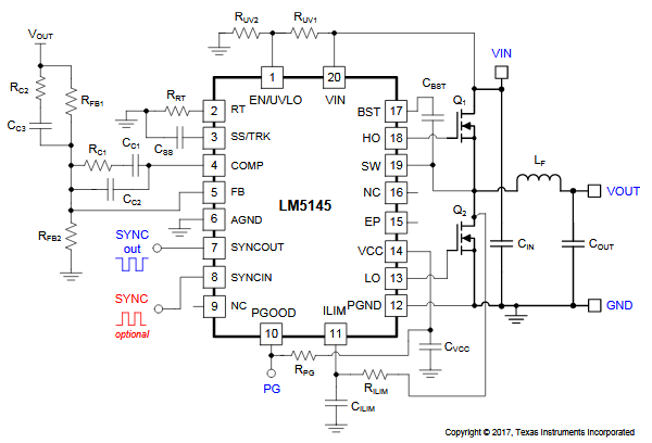 Figura 3 - Circuito para tensiones de entrada de 6 V a 75 V
