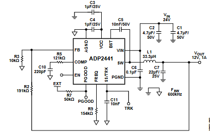 Figura 4 - Circuito con 24 V de entrada y 12 V de salida
