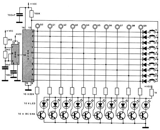 Diagrama de la llave digital con el 4017
