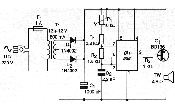 Figura 2 - Diagrama completo del repelente ultrasónico.
