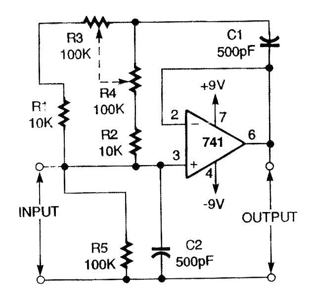 Filtro variable Pasa bajas de 2,3 a 24 kHz con el 741 
