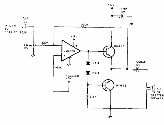 Amplificador de audio LM3900 
