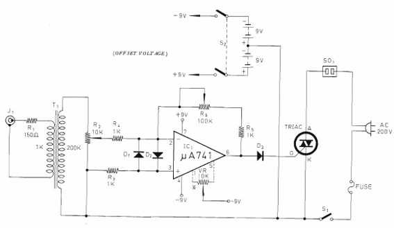 Luz Rítmica con el 741 y el Triac 
