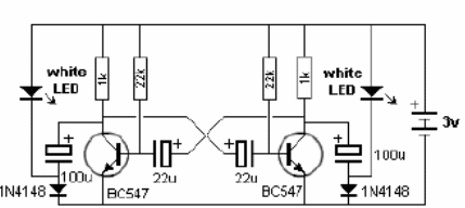 Parpadeante alterno de LED blanco de 3 V 
