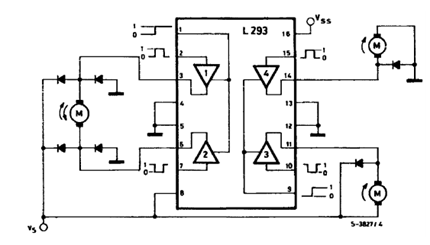 Control de tres motores DC con el L293 
