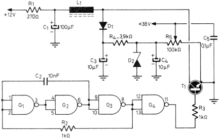 Convertidor 12 a 38 V 
