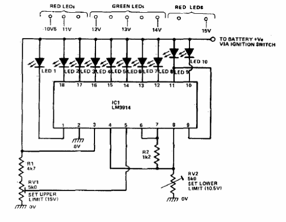 Voltímetro bargraph LM3914 
