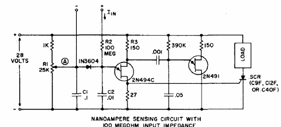 Circuito del sensor de nanocamperes
