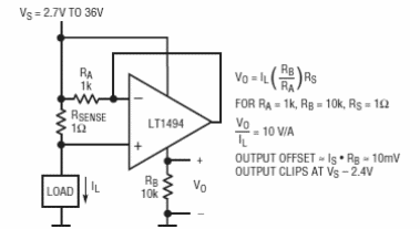 Sensor de corriente Lado Alto LT1494
