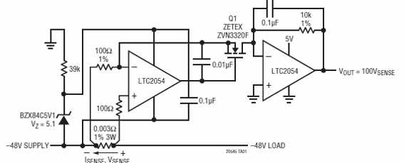 Sensor de corriente de lado bajo para 48 V
