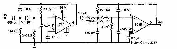 Filtro de voz de 300 a 3 000 Hz 
