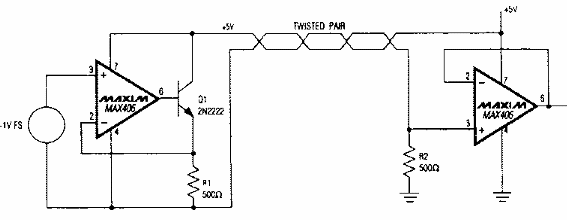 Amplificador de sensor con alimentación remota 
