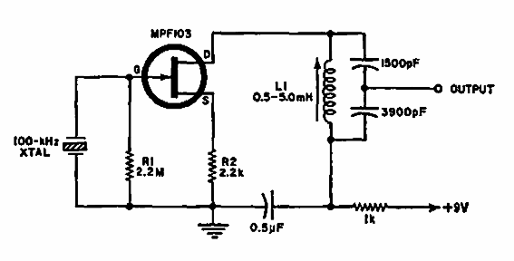 Oscilador de 100 kHz com FET 
