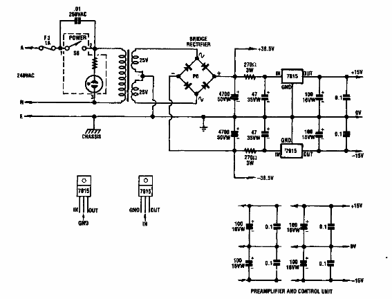 Fuente simétrica para amplificador 
