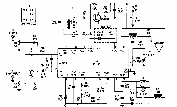 Transmisor FM estéreo controlado por cristal
