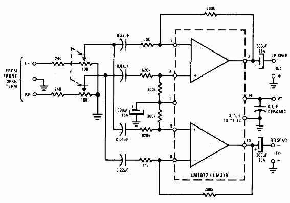 Amplificador para sonido de 4 canales
