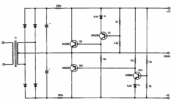 Fuente simétrica de 15 V 
