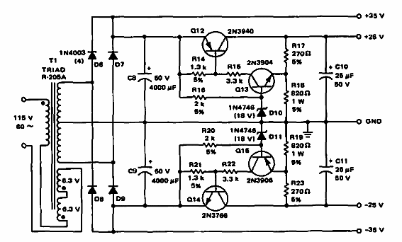 Fuente simétrica para amplificadores 
