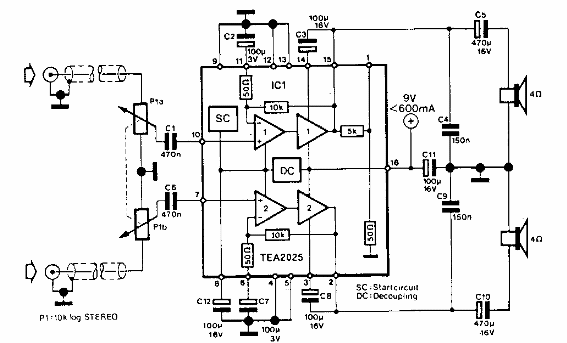 Mini amplificador estéreo de 1 W
