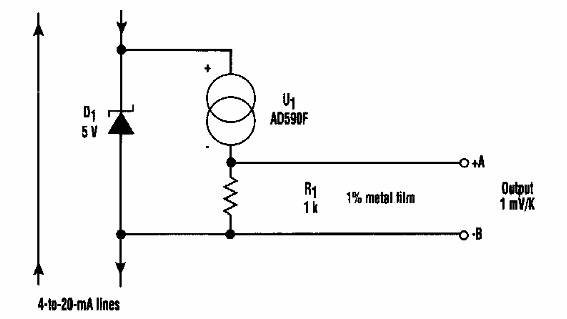 Sensor de temperatura de 4 a 20 mA 
