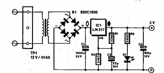 Fuente de 3 V para radio 
