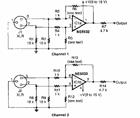 Preamplificador balanceado de micrófono 
