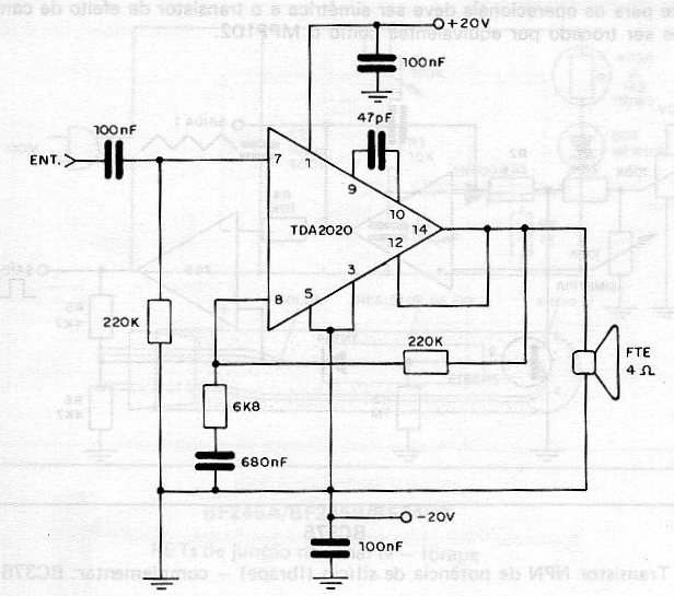 Amplificador de 20 W con TDA2020
