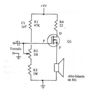 Amplificador de áudio con FET 
