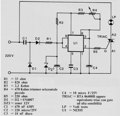 Pulsador com Triac e 555 
