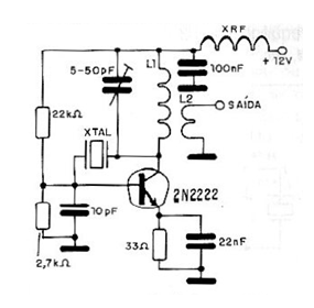 Oscilador de 7 a 100 MHz con XTAL 
