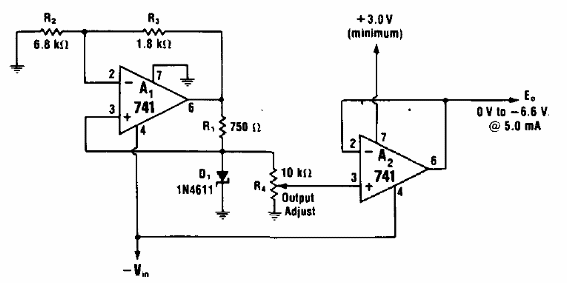 Fuente de 0 a 6,8 V con 5 mA 
