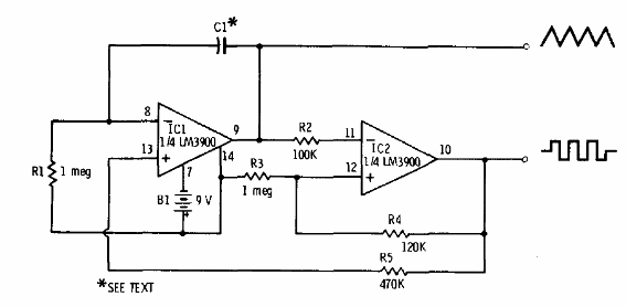 Generador cuadrado y triangular con el LM3900 
