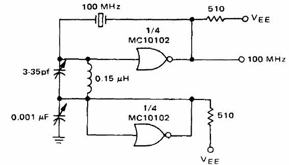 Oscilador de cristal de 100 MHz 
