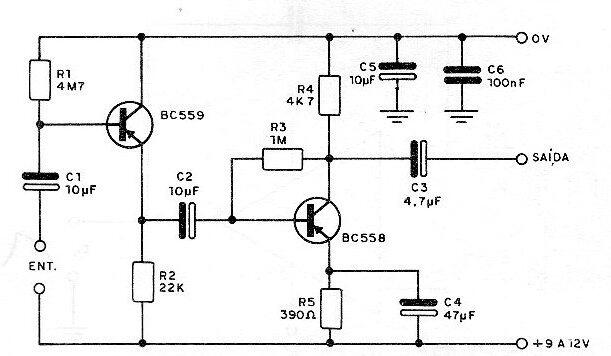 Preamplificador con transistor PNP 
