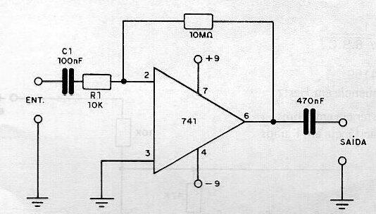 Amplificador de ganancia 1000 (741) 
