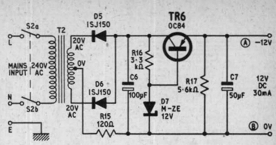 Fuente de alimentación 12 V x 30 mA 
